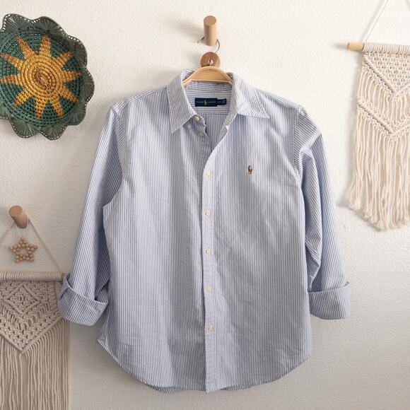 Ralph Lauren Tops - Ralph Lauren Button Down Shirt Striped Blue and White Size Large